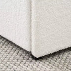 Letto queen-size imbottito in tessuto bouclé color avorio con cassetti, 2 posti