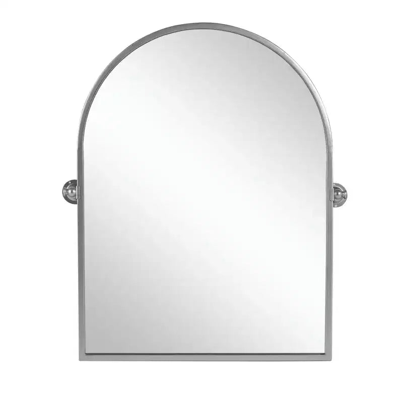 Silver Hardware Hanging Mirror with Iron Right-Angled Arched Design, 91x61x4cm