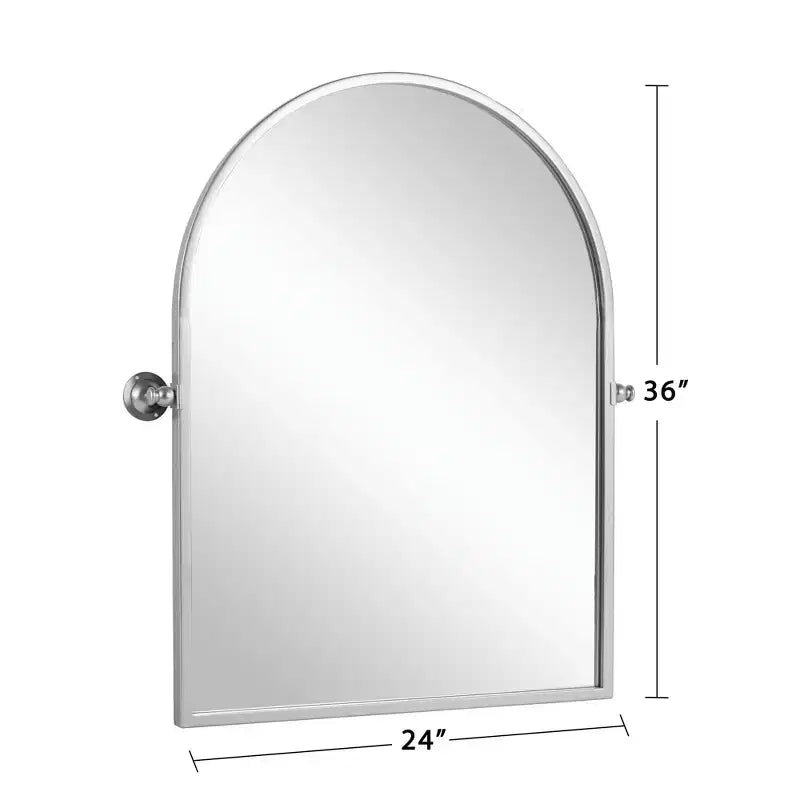 Silver Hardware Hanging Mirror with Iron Right-Angled Arched Design, 91x61x4cm
