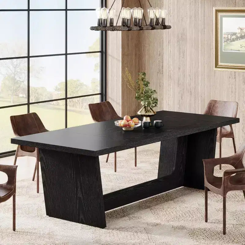 Tavolo da pranzo rettangolare stile rustico (farmhouse) nero / marrone scuro / marrone chiaro, 6-8 posti