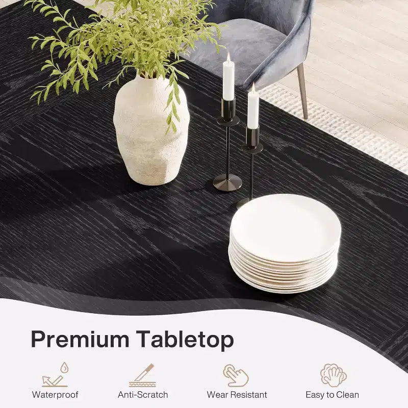 Tavolo da pranzo rettangolare stile rustico (farmhouse) nero / marrone scuro / marrone chiaro, 6-8 posti