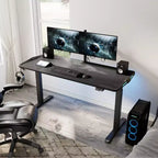 Scrivania elettrica regolabile nera RGB, monoposto, 65"L x 27,5"P
