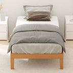 Struttura Letto Minimalista in Legno Naturale, Senza Testiera, 1–2 Posti