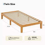 Struttura Letto Minimalista in Legno Naturale, Senza Testiera, 1–2 Posti