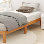 Struttura Letto Minimalista in Legno Naturale, Senza Testiera, 1–2 Posti