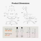 Sedia da Ufficio Ergonomica Nera in Rete con Poggiapiedi, Braccioli 4D, Singola