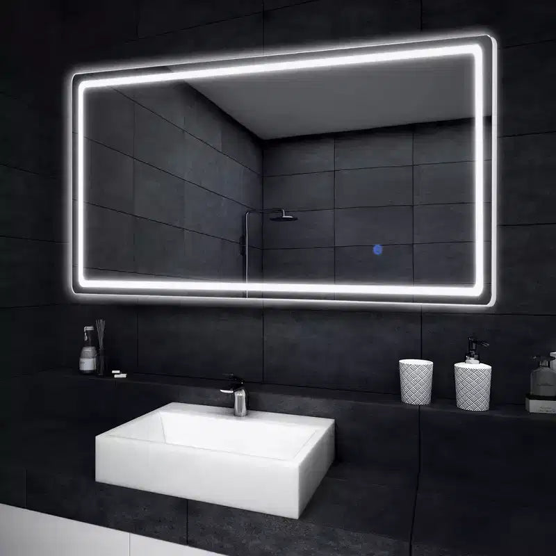 Specchio da parete rettangolare nero, cornice in metallo, 38" x 26", singolo