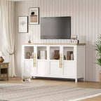 Mobile contenitore a 4 ante in vetro da 55", nero/bianco/legno, singolo
