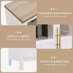 Mobile contenitore a 4 ante in vetro da 55", nero/bianco/legno, singolo