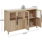 Mobile contenitore a 4 ante in vetro da 55", nero/bianco/legno, singolo