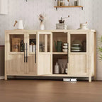 Mobile contenitore a 4 ante in vetro da 55", nero/bianco/legno, singolo