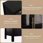 Mobile contenitore a 4 ante in vetro da 55", nero/bianco/legno, singolo