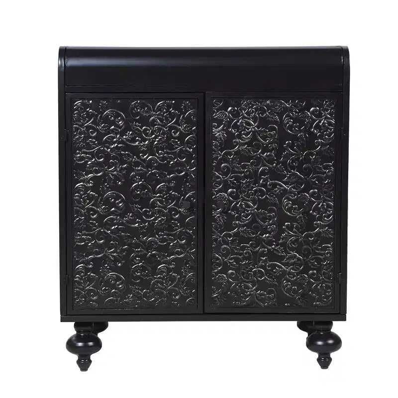 Credenza Nera a 2 Ante con Dettagli Dorati, Montaggio per 1 Persona