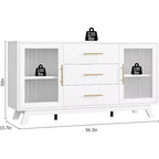 Mobile bar a 2 ante con vetro scanalato, colore bianco/venatura legno, singolo