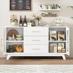 Mobile bar a 2 ante con vetro scanalato, colore bianco/venatura legno, singolo