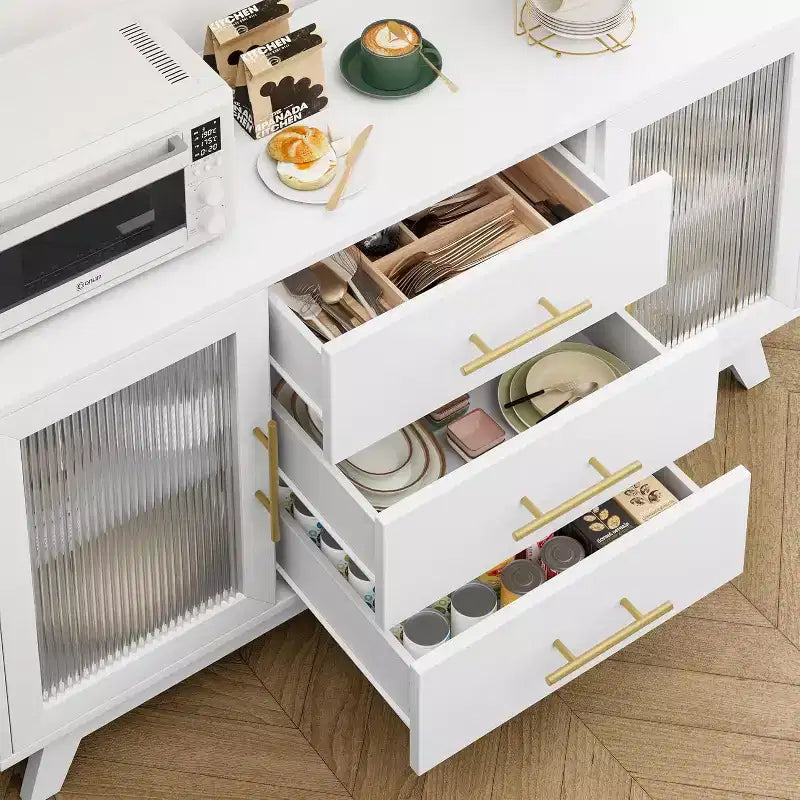 Mobile bar a 2 ante con vetro scanalato, colore bianco/venatura legno, singolo