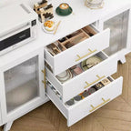 Mobile bar a 2 ante con vetro scanalato, colore bianco/venatura legno, singolo