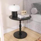 Tavolino Rotondo Nero, Piano in MDF, Base Antiscivolo, per 1 Persona