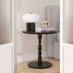Tavolino Rotondo Nero, Piano in MDF, Base Antiscivolo, per 1 Persona