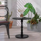 Tavolino Rotondo Nero, Piano in MDF, Base Antiscivolo, per 1 Persona