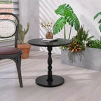Tavolino Rotondo Nero, Piano in MDF, Base Antiscivolo, per 1 Persona