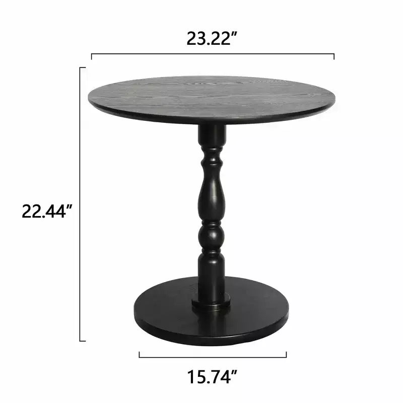 Tavolino Rotondo Nero, Piano in MDF, Base Antiscivolo, per 1 Persona
