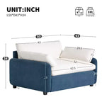 Poltrona singola in ciniglia blu/multicolore, con cuscini decorativi