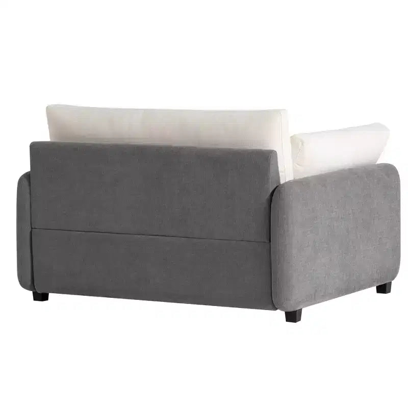 Poltrona singola in ciniglia blu/multicolore, con cuscini decorativi