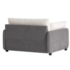 Poltrona singola in ciniglia blu/multicolore, con cuscini decorativi