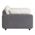 Poltrona singola in ciniglia blu/multicolore, con cuscini decorativi