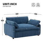 Poltrona singola in ciniglia blu/multicolore, con cuscini decorativi