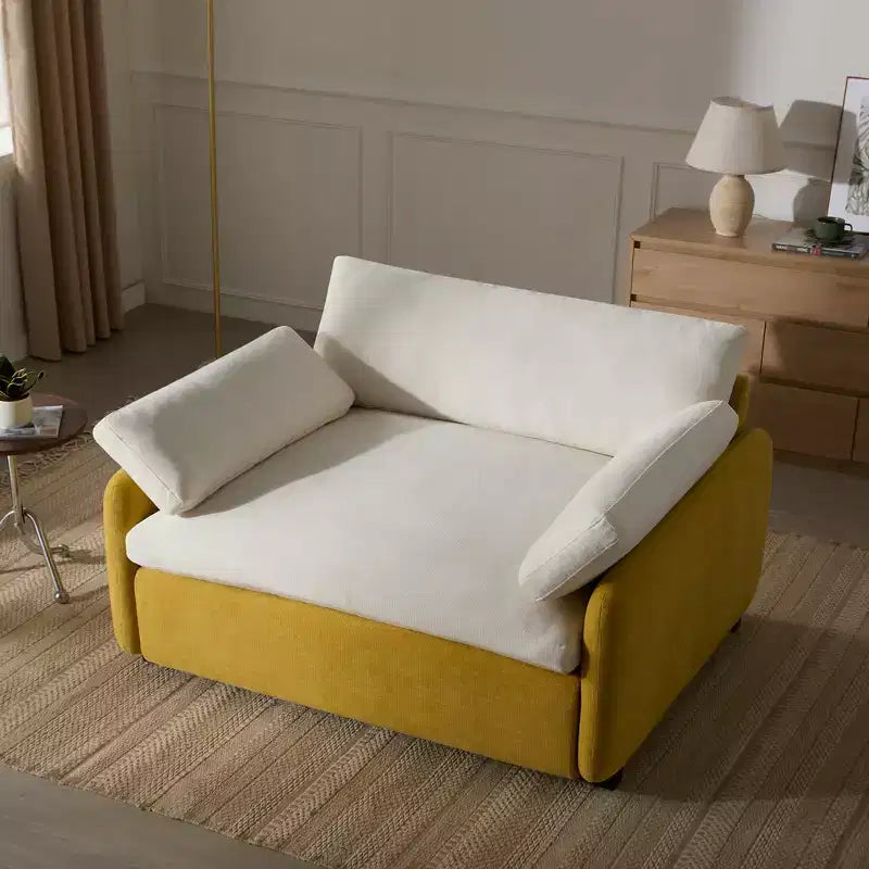 Poltrona singola in ciniglia blu/multicolore, con cuscini decorativi