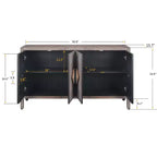 Credenza Antica Marrone a 4 Ante in Legno con Maniglie Intagliate, Montaggio da 1 Persona