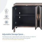 Credenza Antica Marrone a 4 Ante in Legno con Maniglie Intagliate, Montaggio da 1 Persona