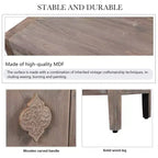 Credenza Antica Marrone a 4 Ante in Legno con Maniglie Intagliate, Montaggio da 1 Persona