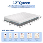 Materasso in memory foam bianco, fodera in seta ghiaccio, Queen/King, 30 cm/35 cm, 1-2 persone