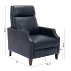 Poltrona reclinabile a spinta marrone/blu scuro, in similpelle, monoposto, con gambe in legno massello