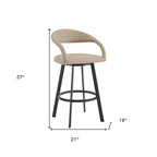 Sgabello da bar girevole in ecopelle beige e nera, schienale basso, per 1
