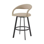 Sgabello da bar girevole in ecopelle beige e nera, schienale basso, per 1