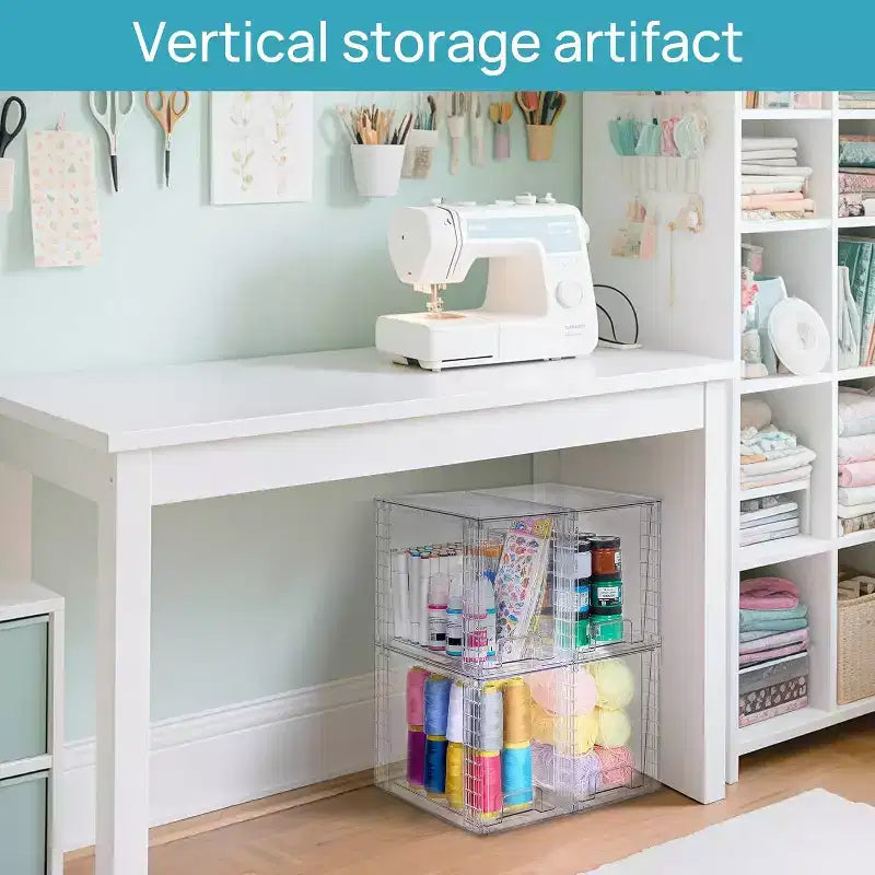 Vtopmart 4 Pack 9.7 Clear Plastic Stackable Storage Drawers,for Skincare, Bathroom Supplies,Ideal for Cabinet,Undersink,Vanity,Kitchen,Pantry