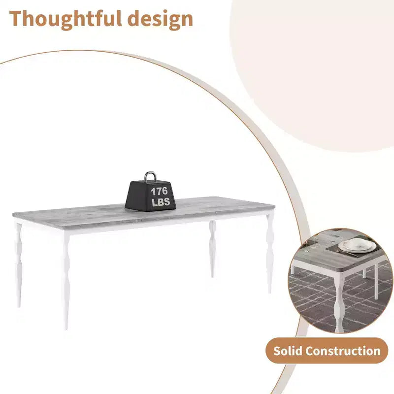 Rectangular Dining Table for 6, Rustic Farmhouse Kitchen Table with Large Tabletop, Long Wooden Dining Room Table with Heavy Duty Legs