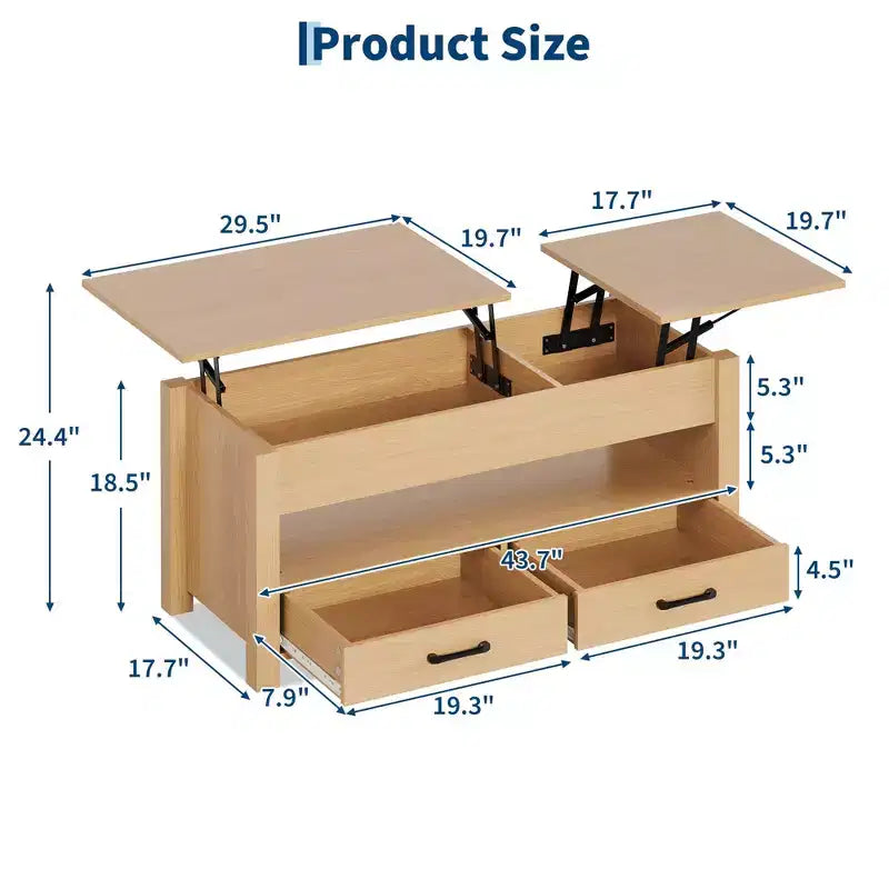Wood Coffee Table - Adjustable Coffee Table, Height Adjustable Coffee Table, Modern Coffee Table, Stylish Coffee Table