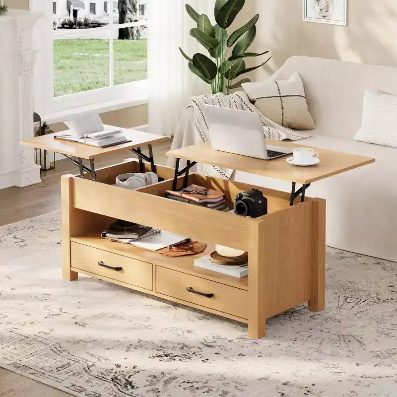 Wood Coffee Table - Adjustable Coffee Table, Height Adjustable Coffee Table, Modern Coffee Table, Stylish Coffee Table