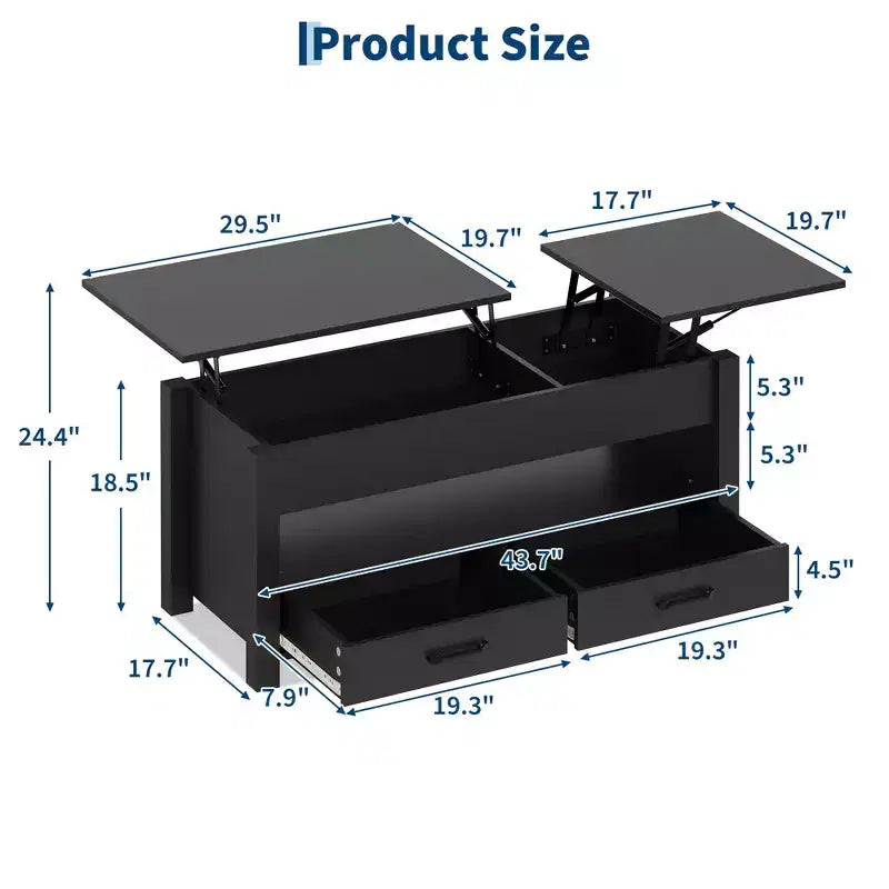 Wood Coffee Table - Adjustable Coffee Table, Height Adjustable Coffee Table, Modern Coffee Table, Stylish Coffee Table