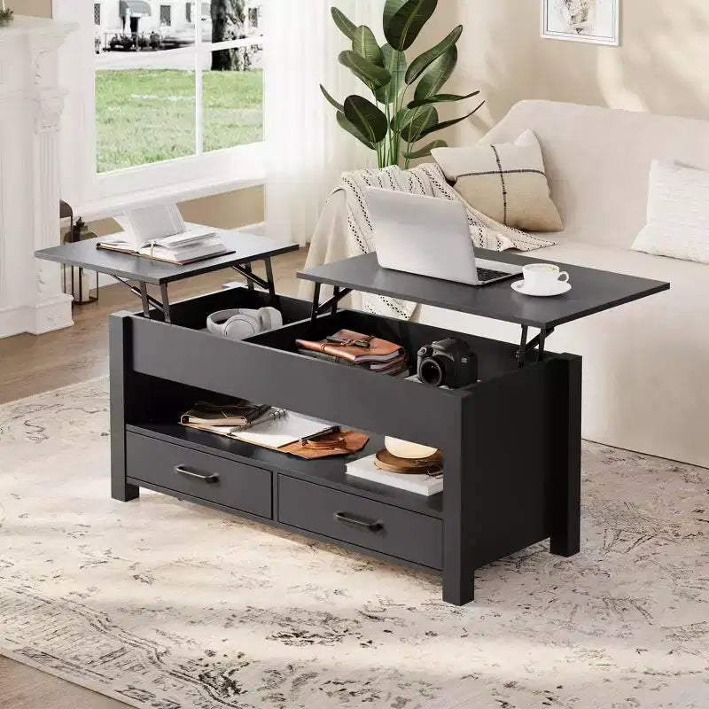 Wood Coffee Table - Adjustable Coffee Table, Height Adjustable Coffee Table, Modern Coffee Table, Stylish Coffee Table