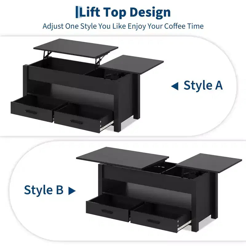Wood Coffee Table - Adjustable Coffee Table, Height Adjustable Coffee Table, Modern Coffee Table, Stylish Coffee Table