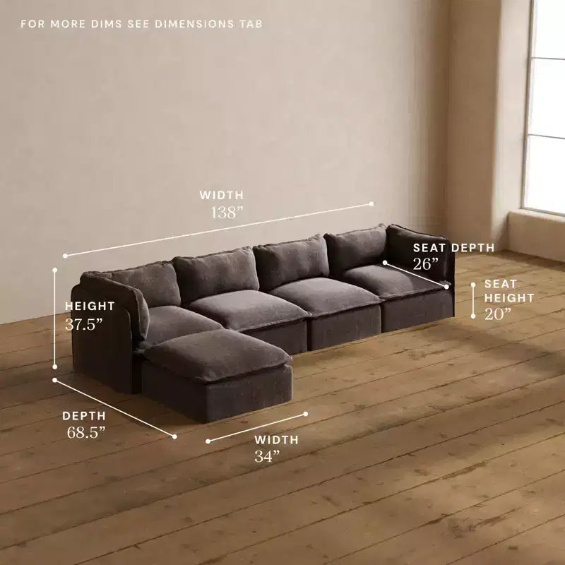 Anabei Modular Washable 4-Seater Sofa Sectional | Deluxe+ Seat & Cloud Pillow