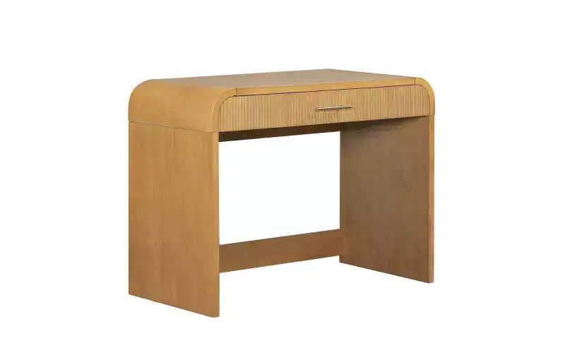 39-Inch Elegant Corner Makeup Vanity Desk with Lighted Mirror, Organized Storage for Bedroom, Natural Finish, Dimmable Lighting