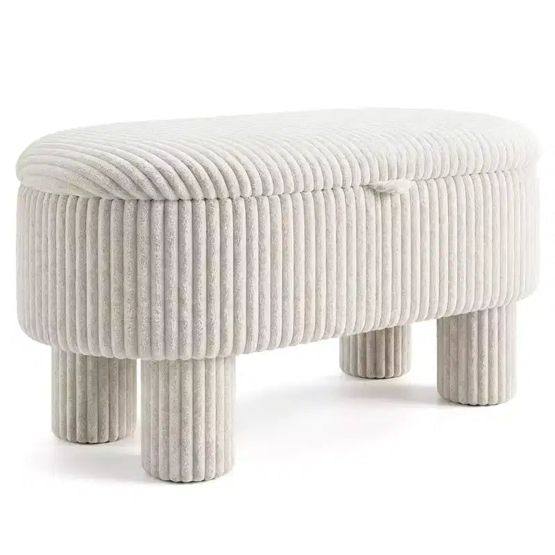 Costway 42 Storage Ottoman Bench with Hidden Storage Compartment & Legs for Living Room Gray/Beige
