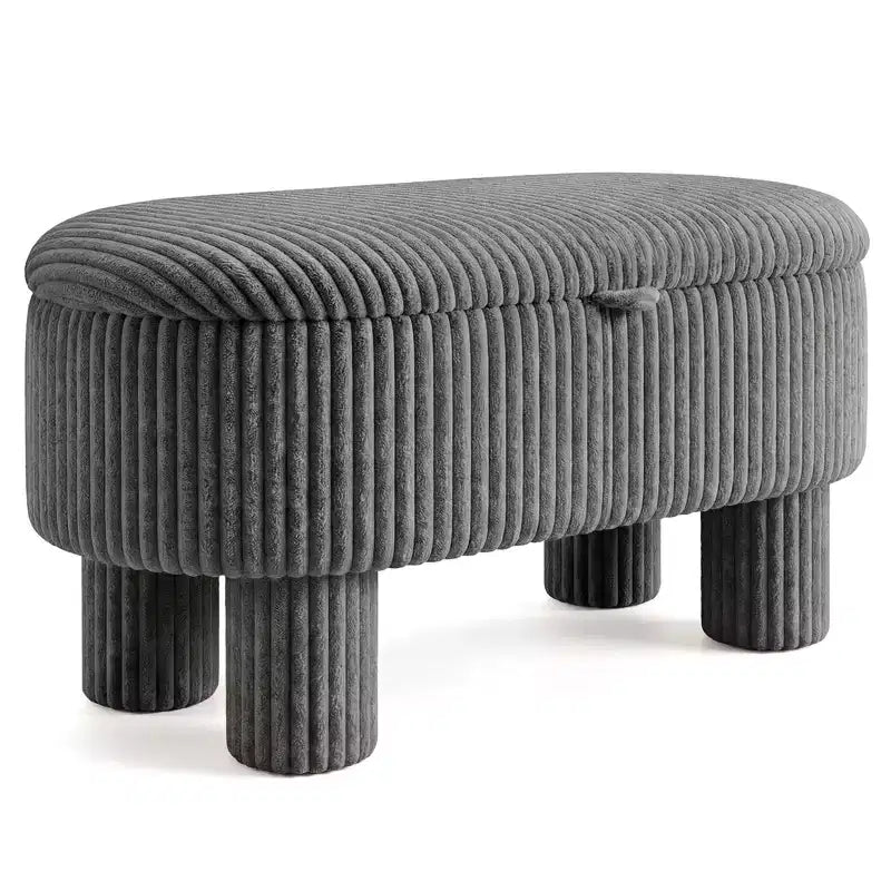 Costway 42 Storage Ottoman Bench with Hidden Storage Compartment & Legs for Living Room Gray/Beige